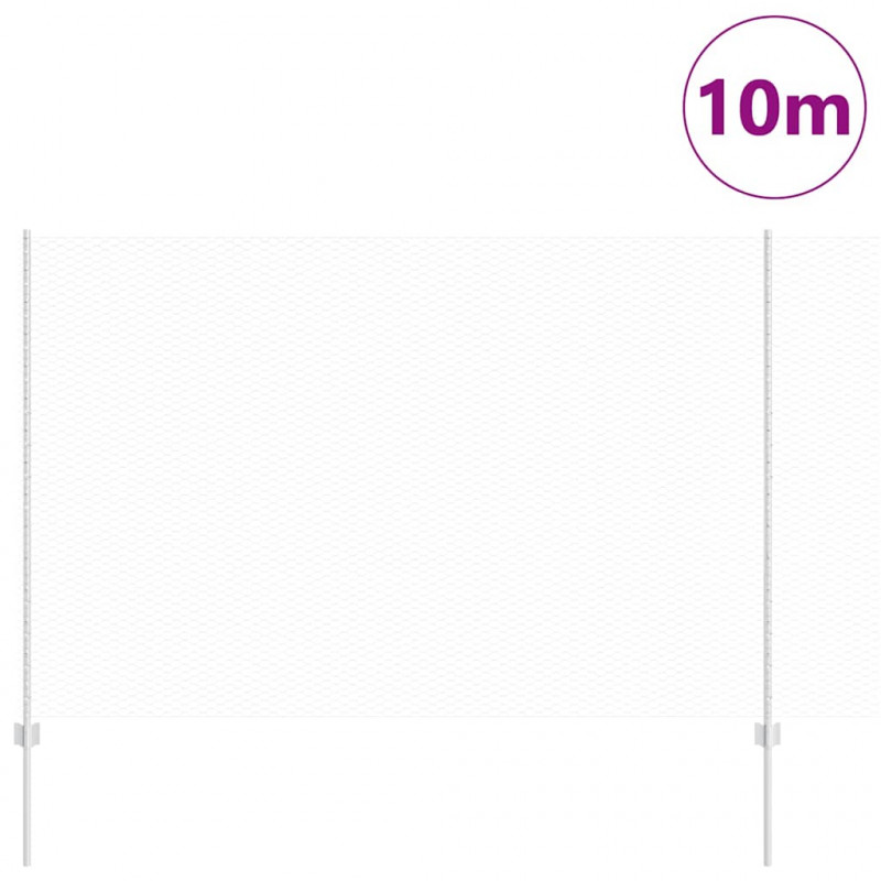 Ogrodzenie z słupkiem Srebrny 1,6 x 10 m Stal