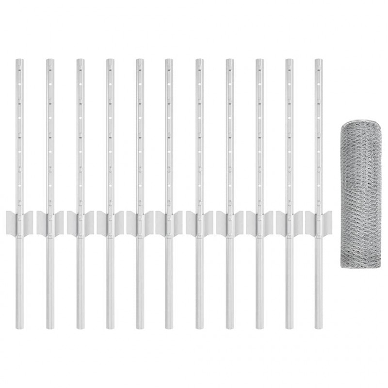 Ogrodzenie z słupkiem Srebrny 0,4 x 25 m Stal