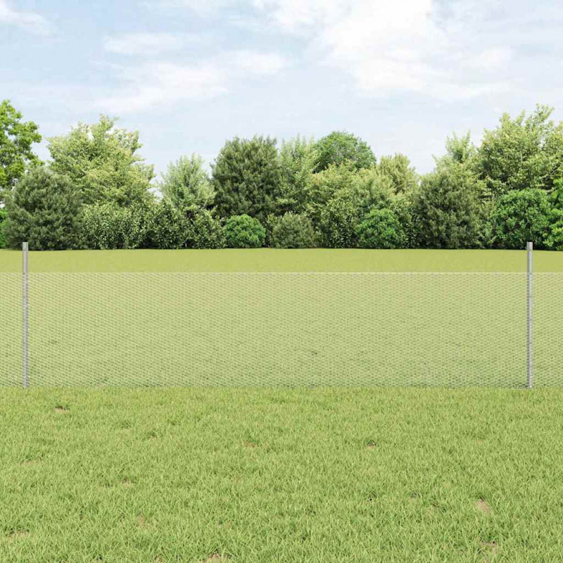 Ogrodzenie z słupkiem Srebrny 0,5 x 25 m Stal