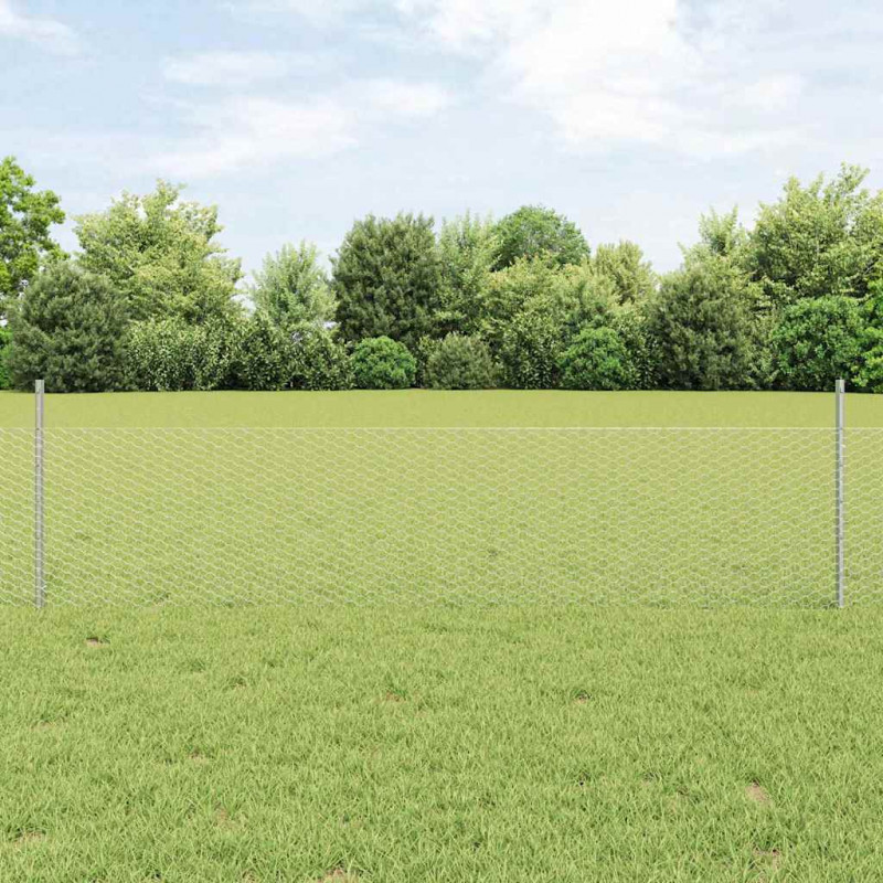 Ogrodzenie z słupkiem Srebrny 0,5 x 25 m Stal