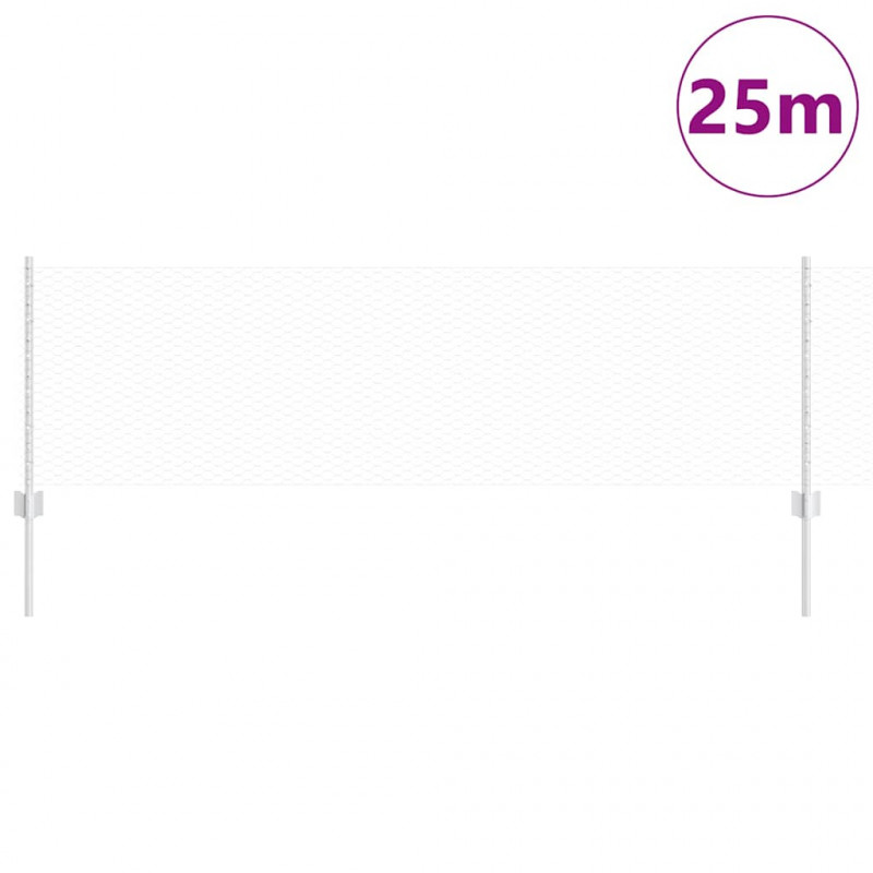 Ogrodzenie z słupkiem Srebrny 0,6 x 25 m Stal