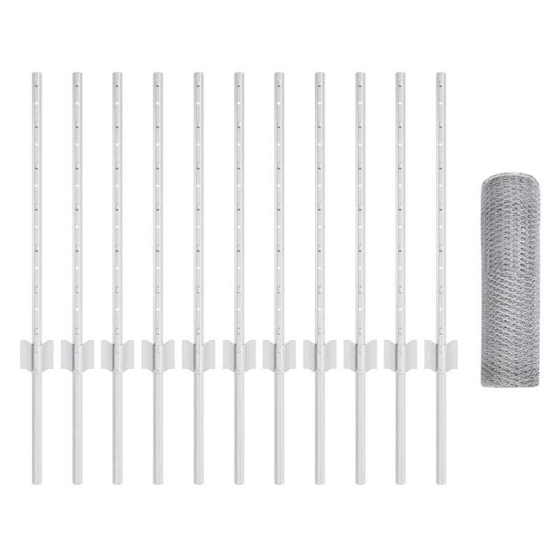 Ogrodzenie z słupkiem Srebrny 0,6 x 25 m Stal
