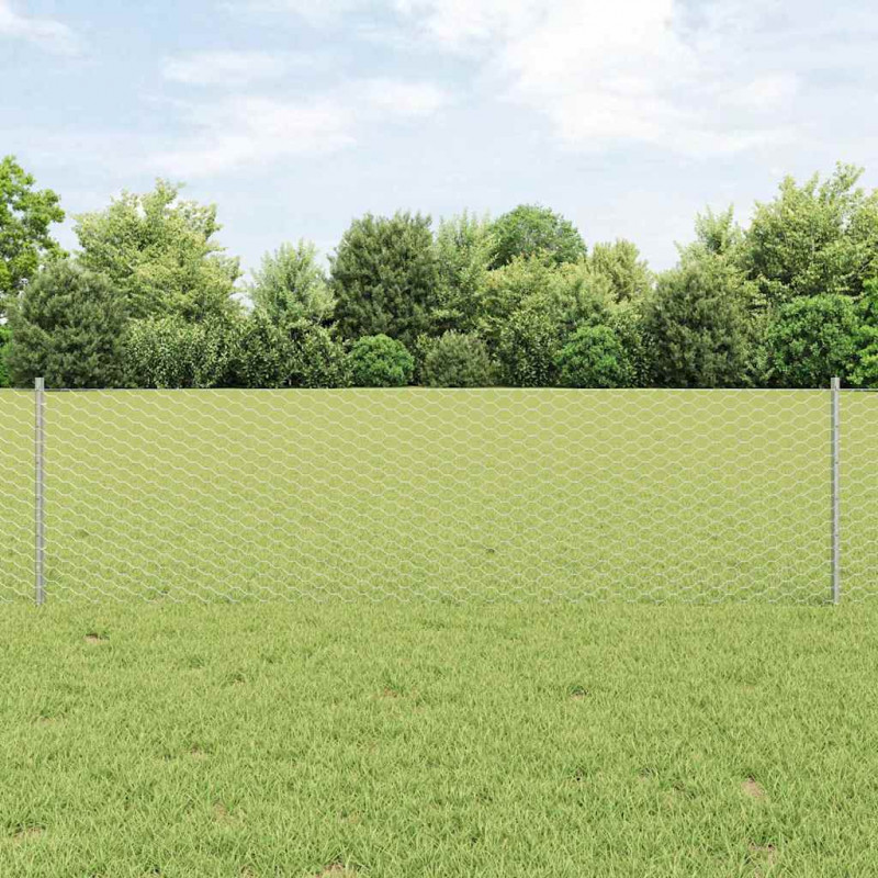 Ogrodzenie z słupkiem Srebrny 0,6 x 25 m Stal
