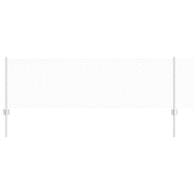 Ogrodzenie z słupkiem Srebrny 0,6 x 25 m Stal