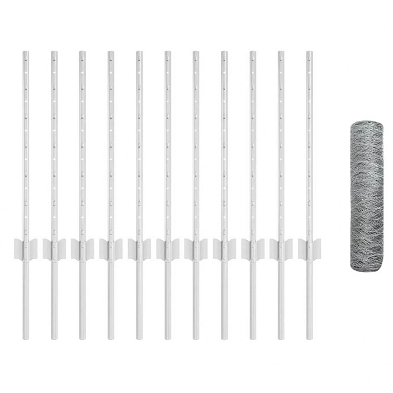 Ogrodzenie z słupkiem Srebrny 0,6 x 25 m Stal