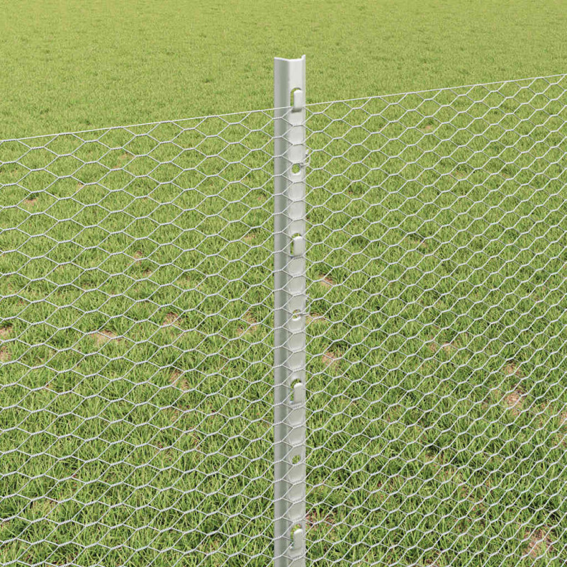 Ogrodzenie z słupkiem Srebrny 0,8 x 25 m Stal