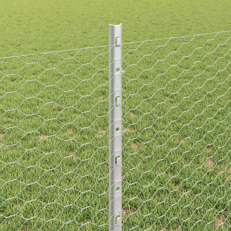 Ogrodzenie z słupkiem Srebrny 0,8 x 25 m Stal