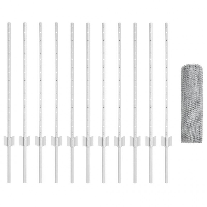 Ogrodzenie z słupkiem Srebrny 0,8 x 25 m Stal