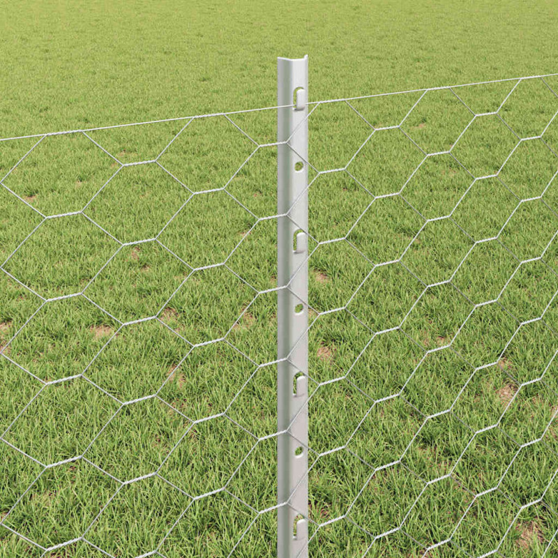 Ogrodzenie z słupkiem Srebrny 0,8 x 25 m Stal