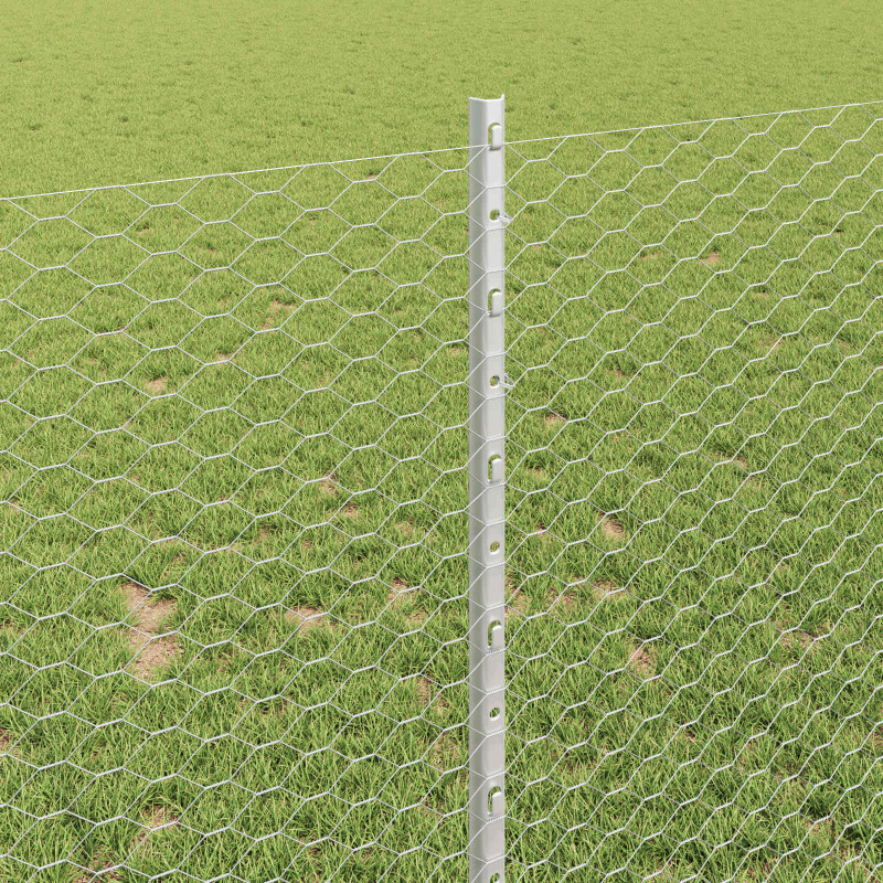 Ogrodzenie z słupkiem Srebrny 1 x 25 m Stal
