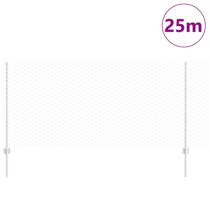 Ogrodzenie z słupkiem Srebrny 1 x 25 m Stal