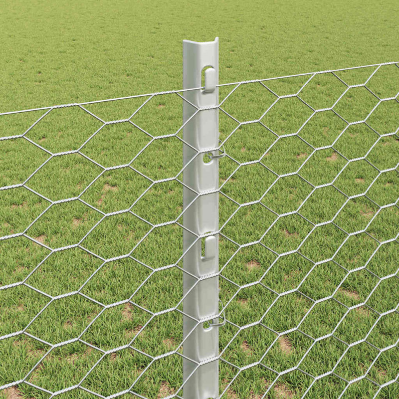 Ogrodzenie z słupkiem Srebrny 1,2 x 25 m Stal
