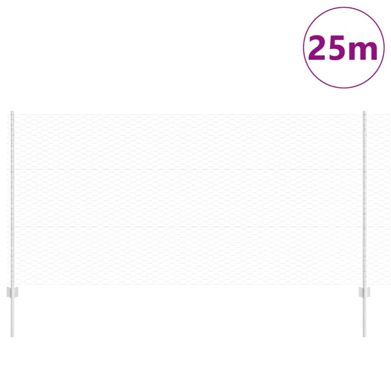 Ogrodzenie z słupkiem Srebrny 1,2 x 25 m Stal