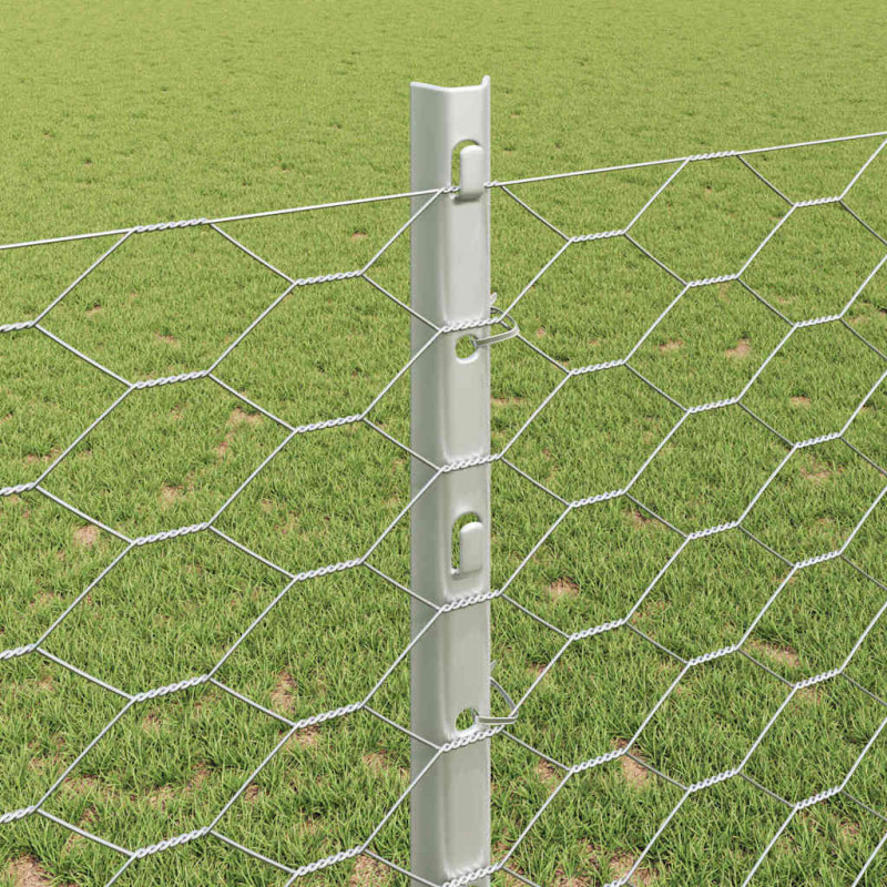 Ogrodzenie z słupkiem Srebrny 1,2 x 25 m Stal