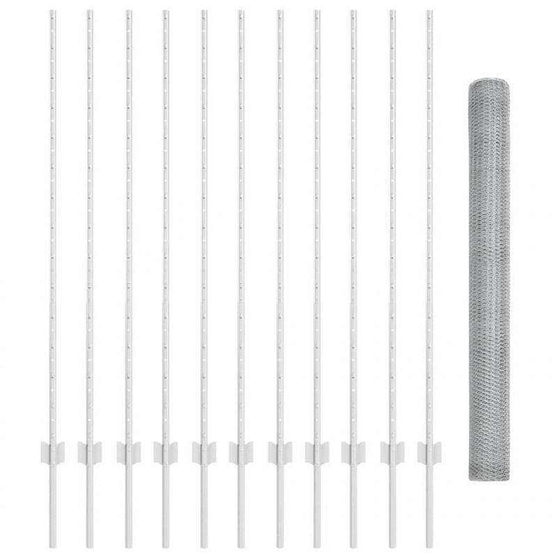 Ogrodzenie z słupkiem Srebrny 1,4 x 25 m Stal