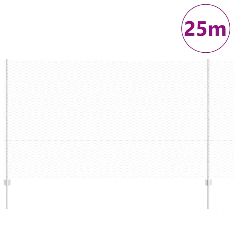Ogrodzenie z słupkiem Srebrny 1,4 x 25 m Stal
