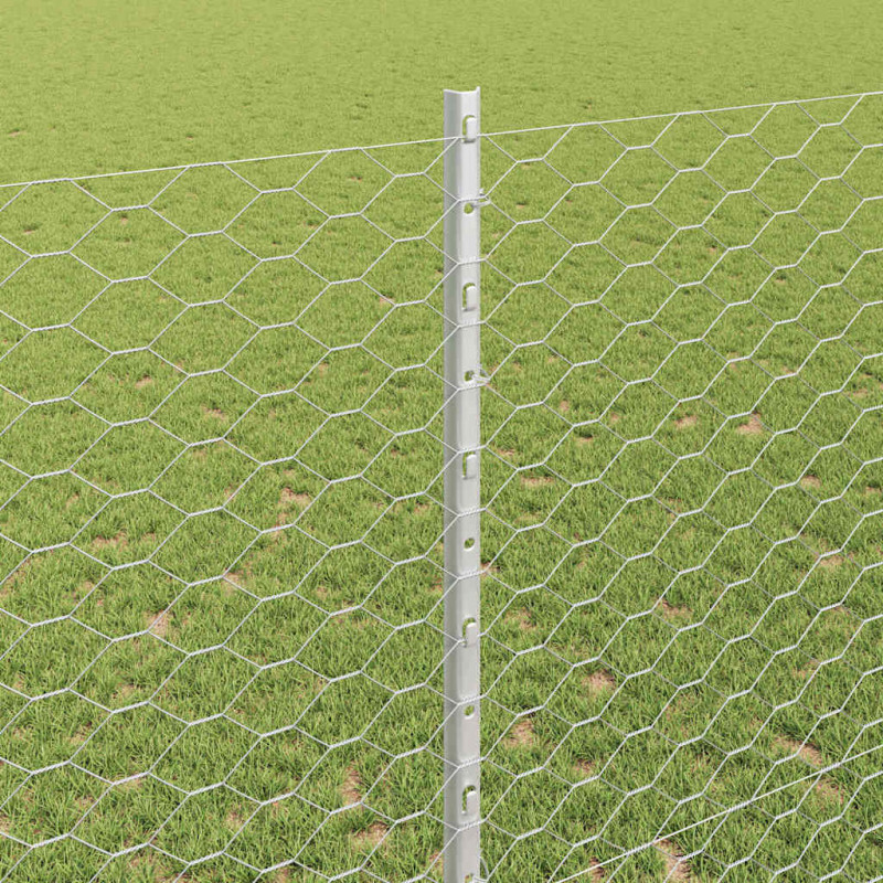 Ogrodzenie z słupkiem Srebrny 1,4 x 25 m Stal