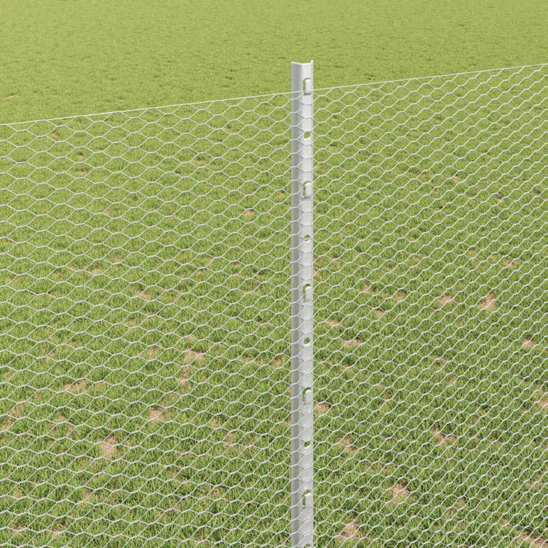 Ogrodzenie z słupkiem Srebrny 1,5 x 25 m Stal