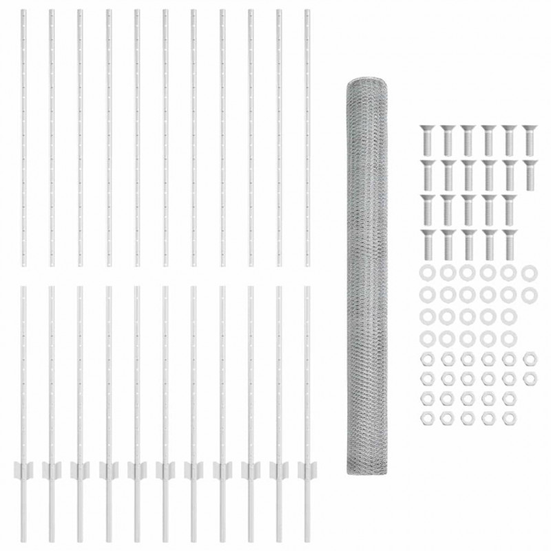 Ogrodzenie z słupkiem Srebrny 1,5 x 25 m Stal