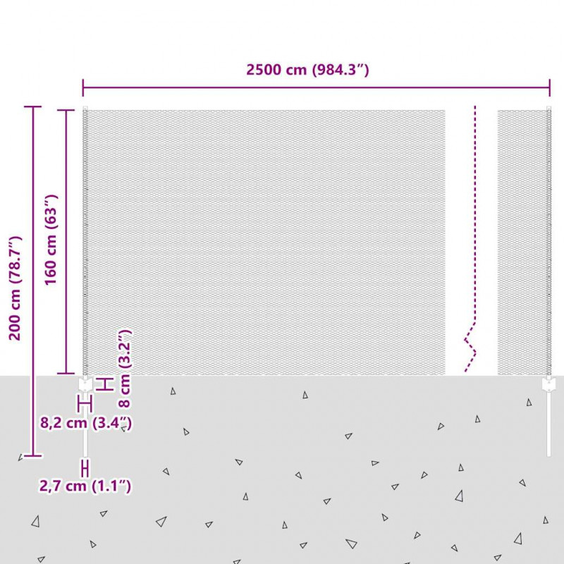 Ogrodzenie z słupkiem Srebrny 1,6 x 25 m Stal
