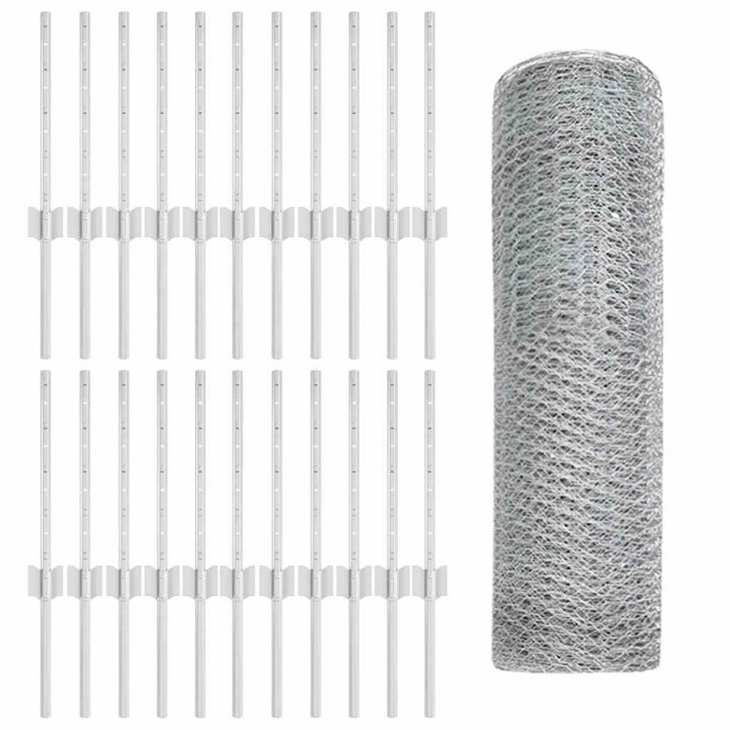 Ogrodzenie z słupkiem Srebrny 0,4 x 50 m Stal
