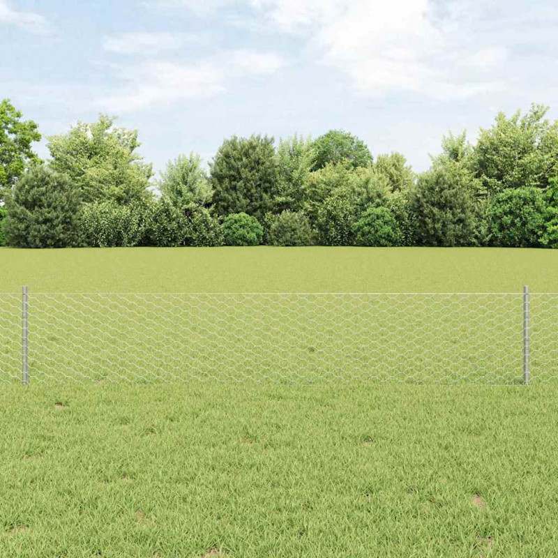 Ogrodzenie z słupkiem Srebrny 0,4 x 50 m Stal