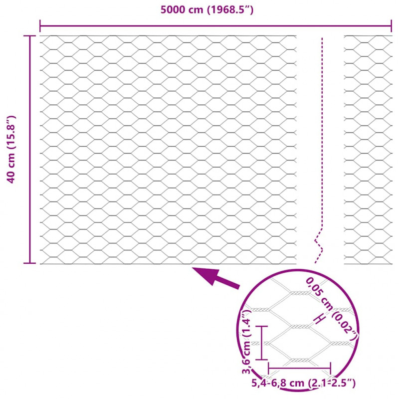 Ogrodzenie z słupkiem Srebrny 0,4 x 50 m Stal