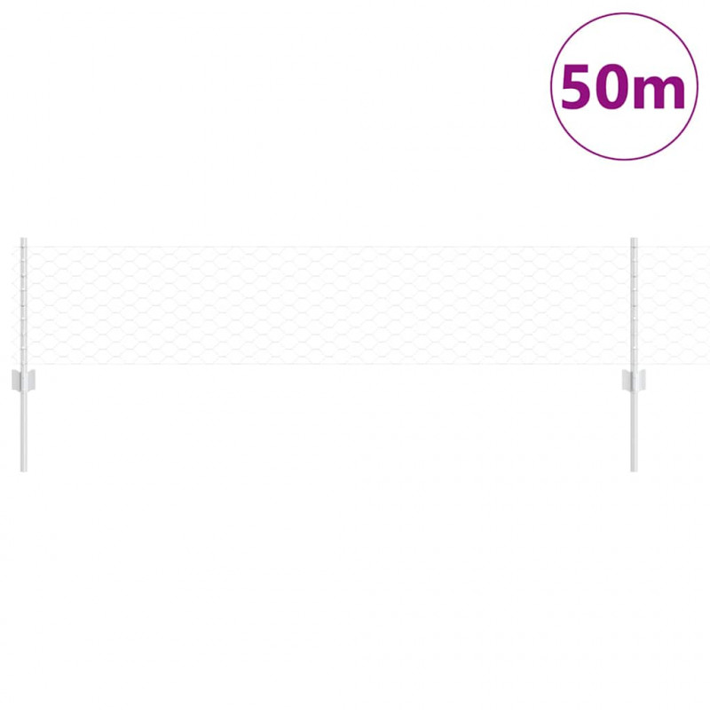 Ogrodzenie z słupkiem Srebrny 0,4 x 50 m Stal