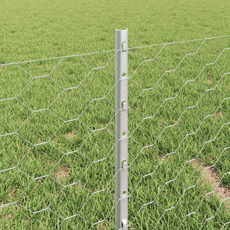 Ogrodzenie z słupkiem Srebrny 0,4 x 50 m Stal