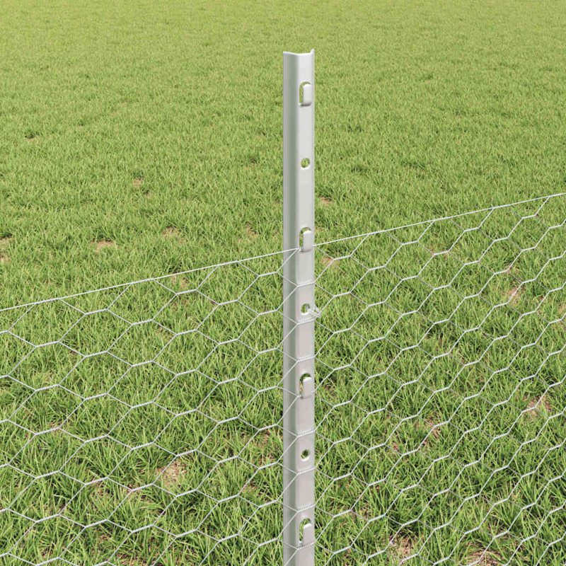 Ogrodzenie z słupkiem Srebrny 0,5 x 50 m Stal