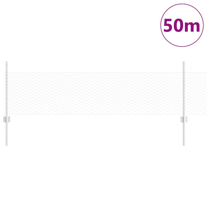 Ogrodzenie z słupkiem Srebrny 0,5 x 50 m Stal