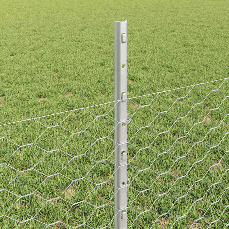 Ogrodzenie z słupkiem Srebrny 0,5 x 50 m Stal