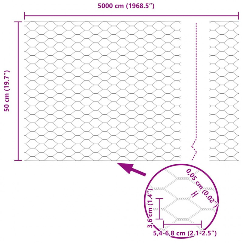 Ogrodzenie z słupkiem Srebrny 0,5 x 50 m Stal