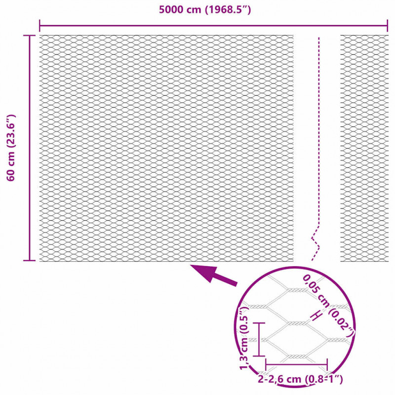 Ogrodzenie z słupkiem Srebrny 0,6 x 50 m Stal