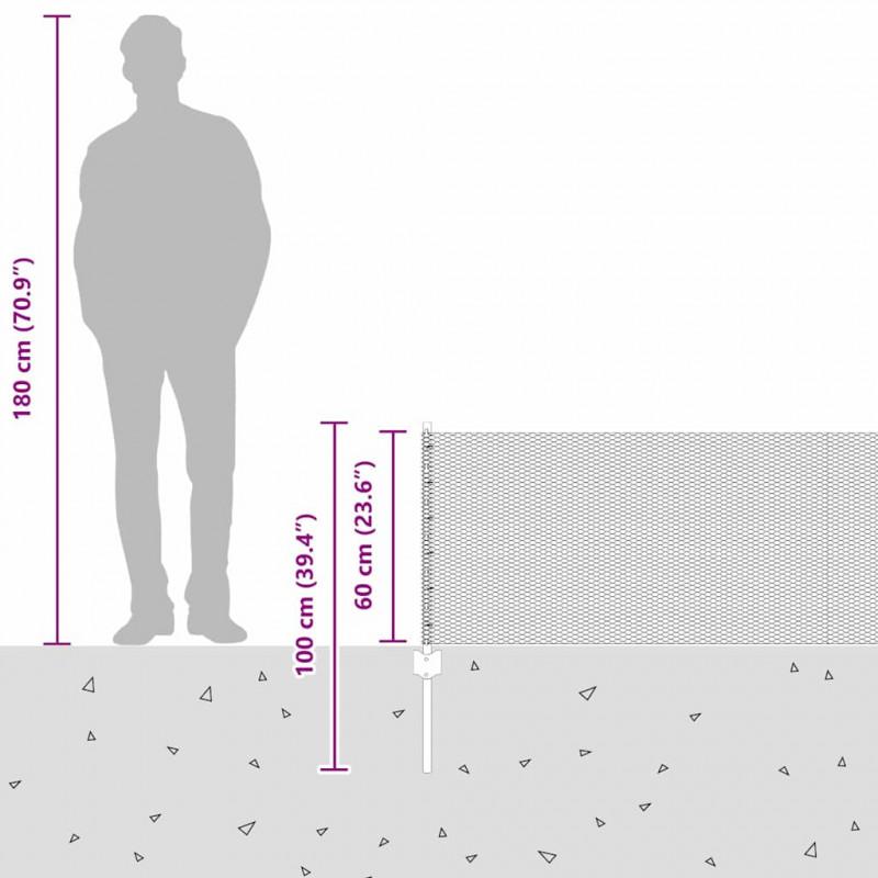 Ogrodzenie z słupkiem Srebrny 0,6 x 50 m Stal