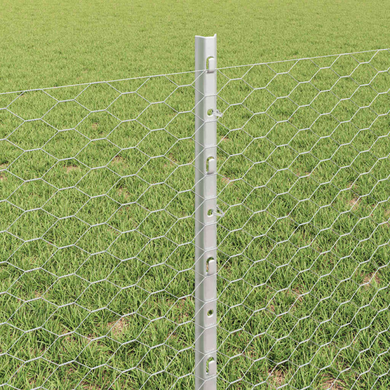 Ogrodzenie z słupkiem Srebrny 0,6 x 50 m Stal