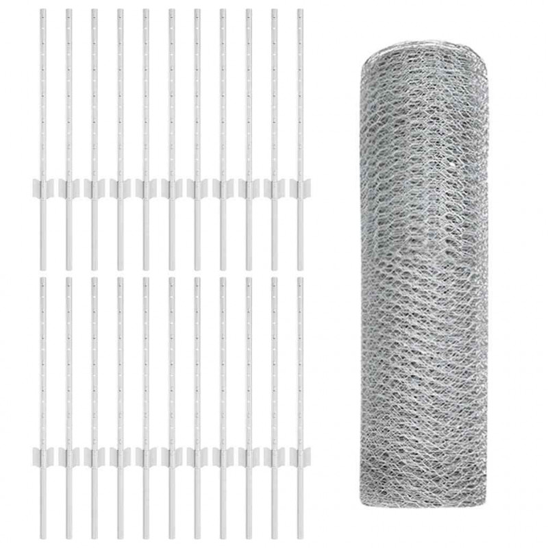 Ogrodzenie z słupkiem Srebrny 0,6 x 50 m Stal