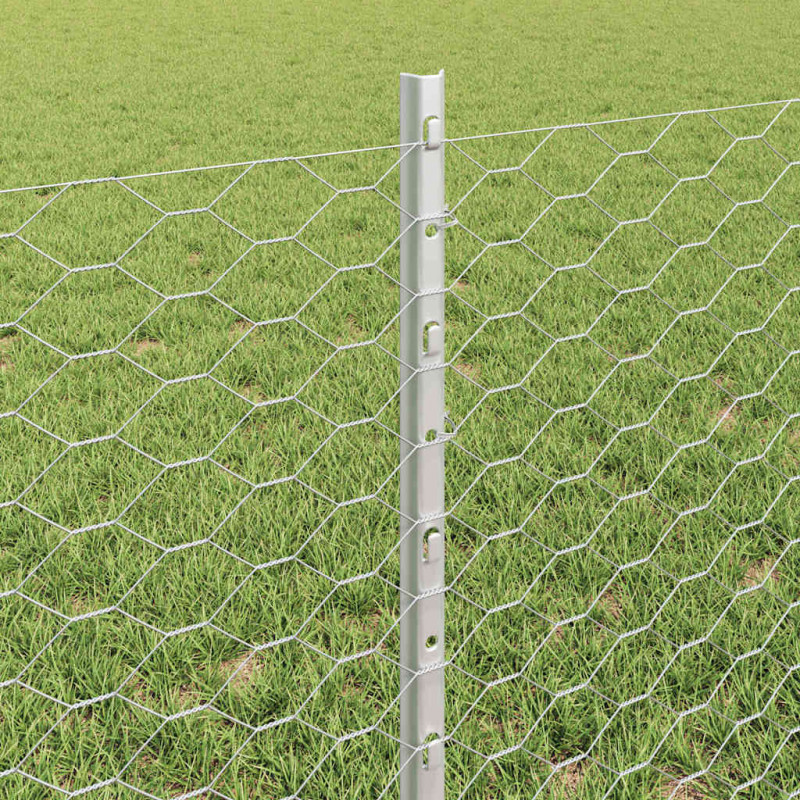 Ogrodzenie z słupkiem Srebrny 0,6 x 50 m Stal