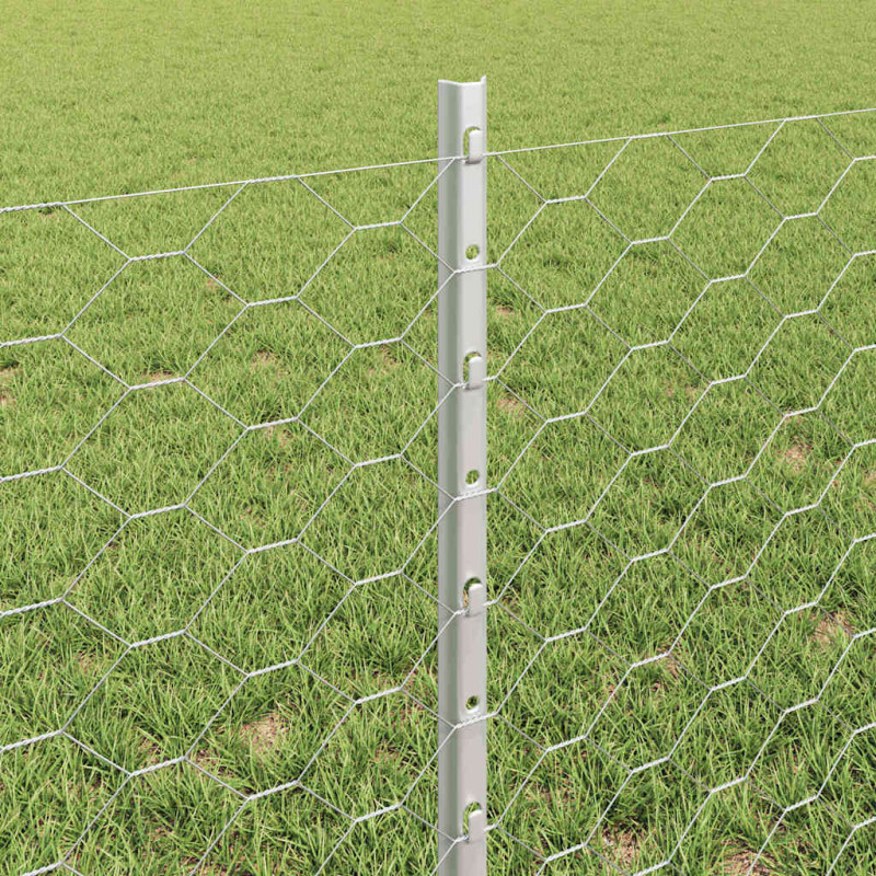 Ogrodzenie z słupkiem Srebrny 0,6 x 50 m Stal