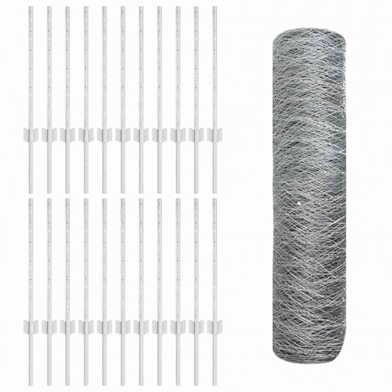 Ogrodzenie z słupkiem Srebrny 0,6 x 50 m Stal