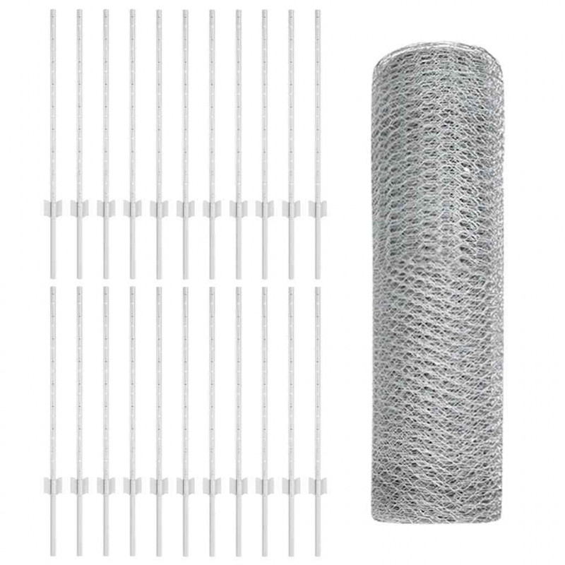 Ogrodzenie z słupkiem Srebrny 0,8 x 50 m Stal