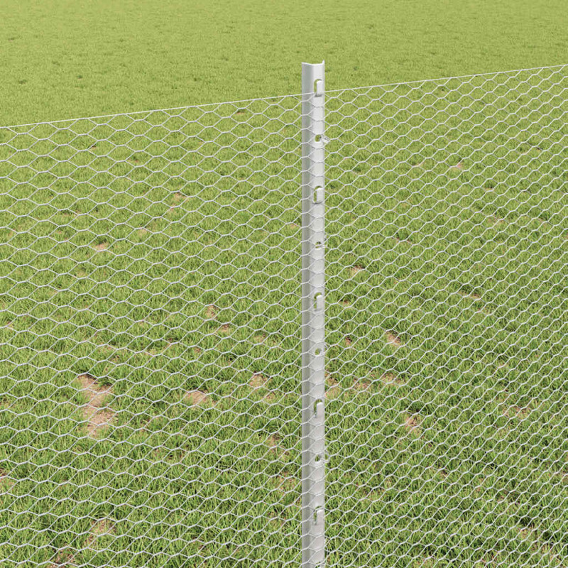 Ogrodzenie z słupkiem Srebrny 1 x 50 m Stal