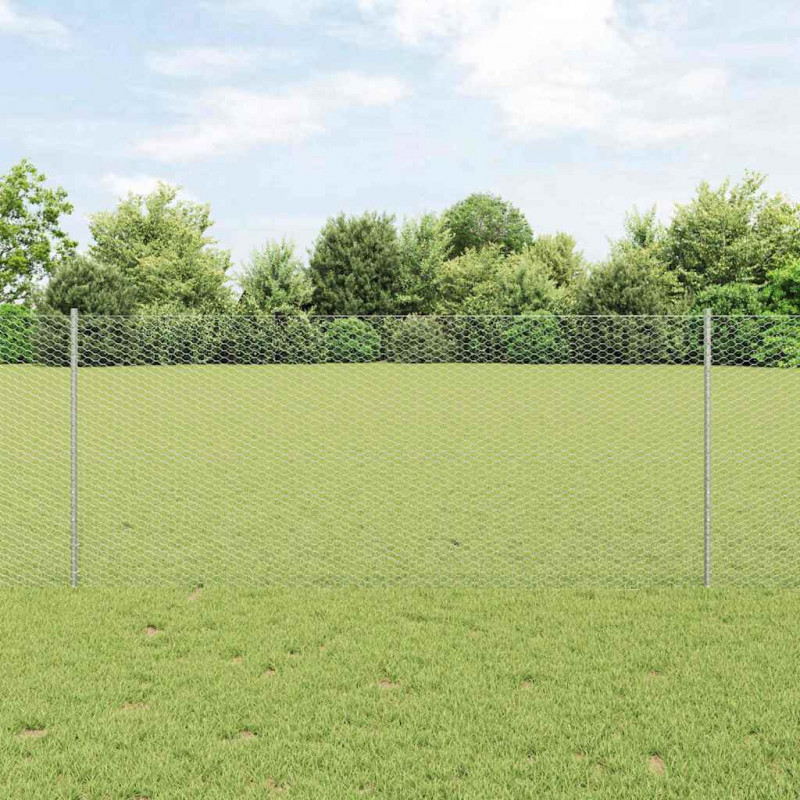 Ogrodzenie z słupkiem Srebrny 1 x 50 m Stal
