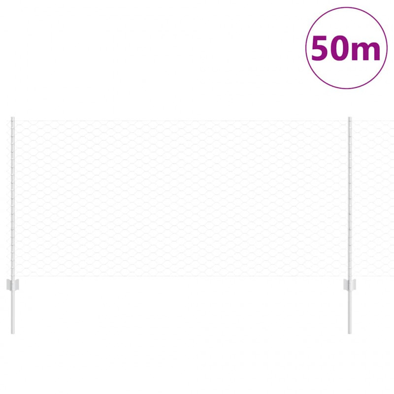 Ogrodzenie z słupkiem Srebrny 1 x 50 m Stal