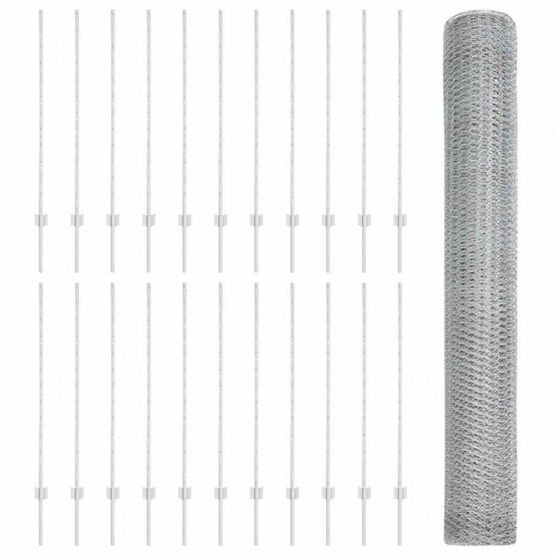 Ogrodzenie z słupkiem Srebrny 1,2 x 50 m Stal