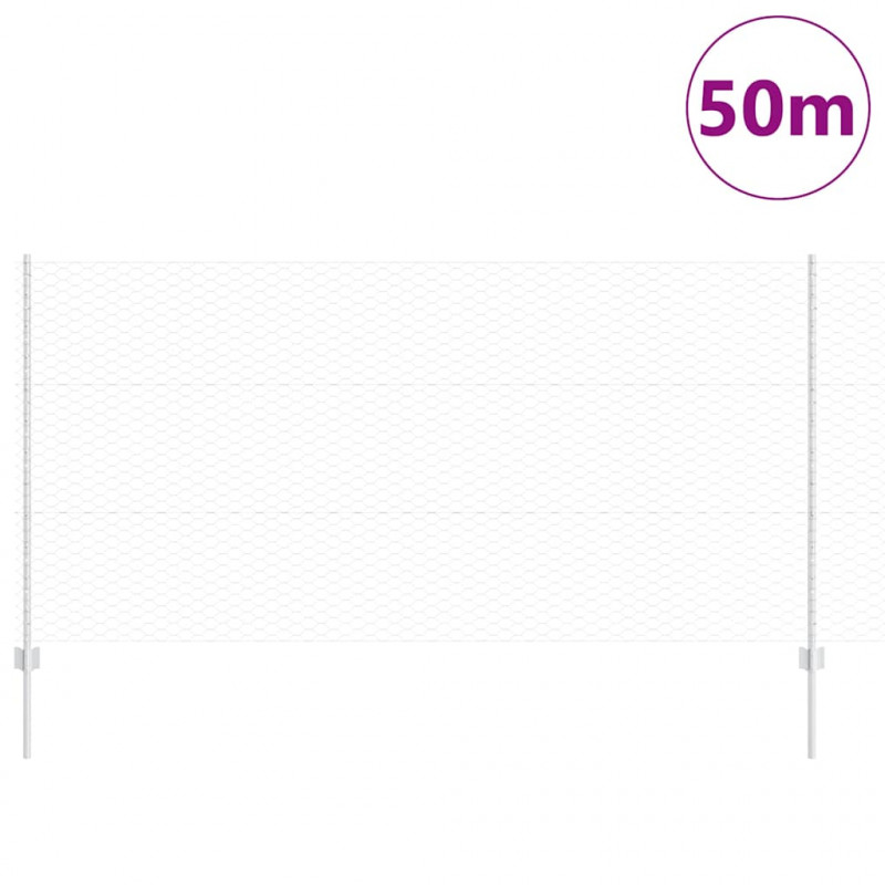 Ogrodzenie z słupkiem Srebrny 1,2 x 50 m Stal