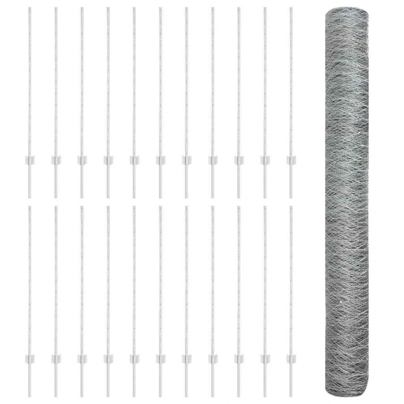 Ogrodzenie z słupkiem Srebrny 1,2 x 50 m Stal