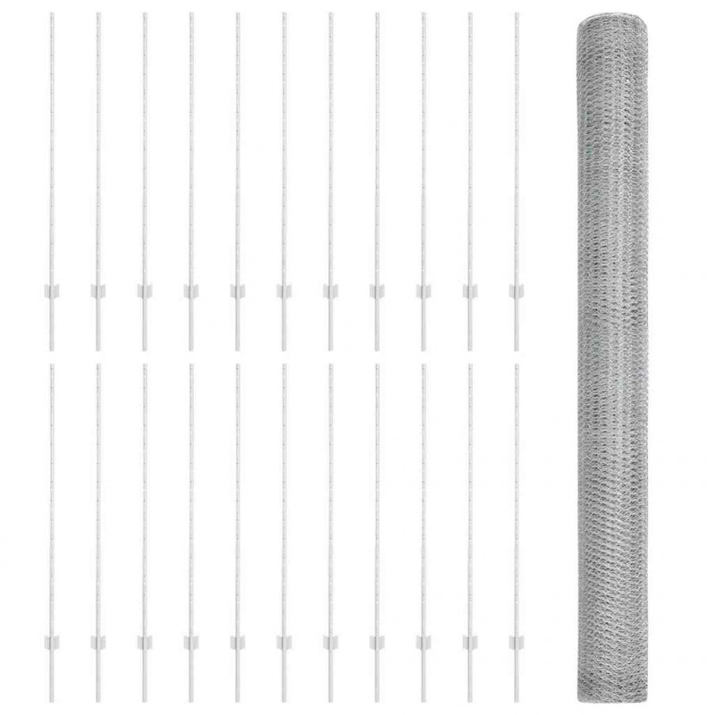 Ogrodzenie z słupkiem Srebrny 1,4 x 50 m Stal
