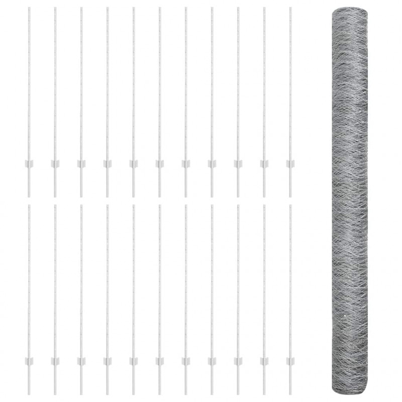 Ogrodzenie z słupkiem Srebrny 1,4 x 50 m Stal