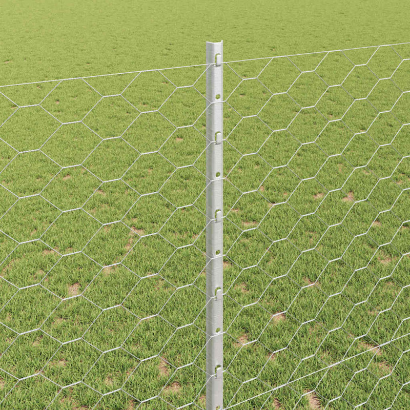 Ogrodzenie z słupkiem Srebrny 1,4 x 50 m Stal